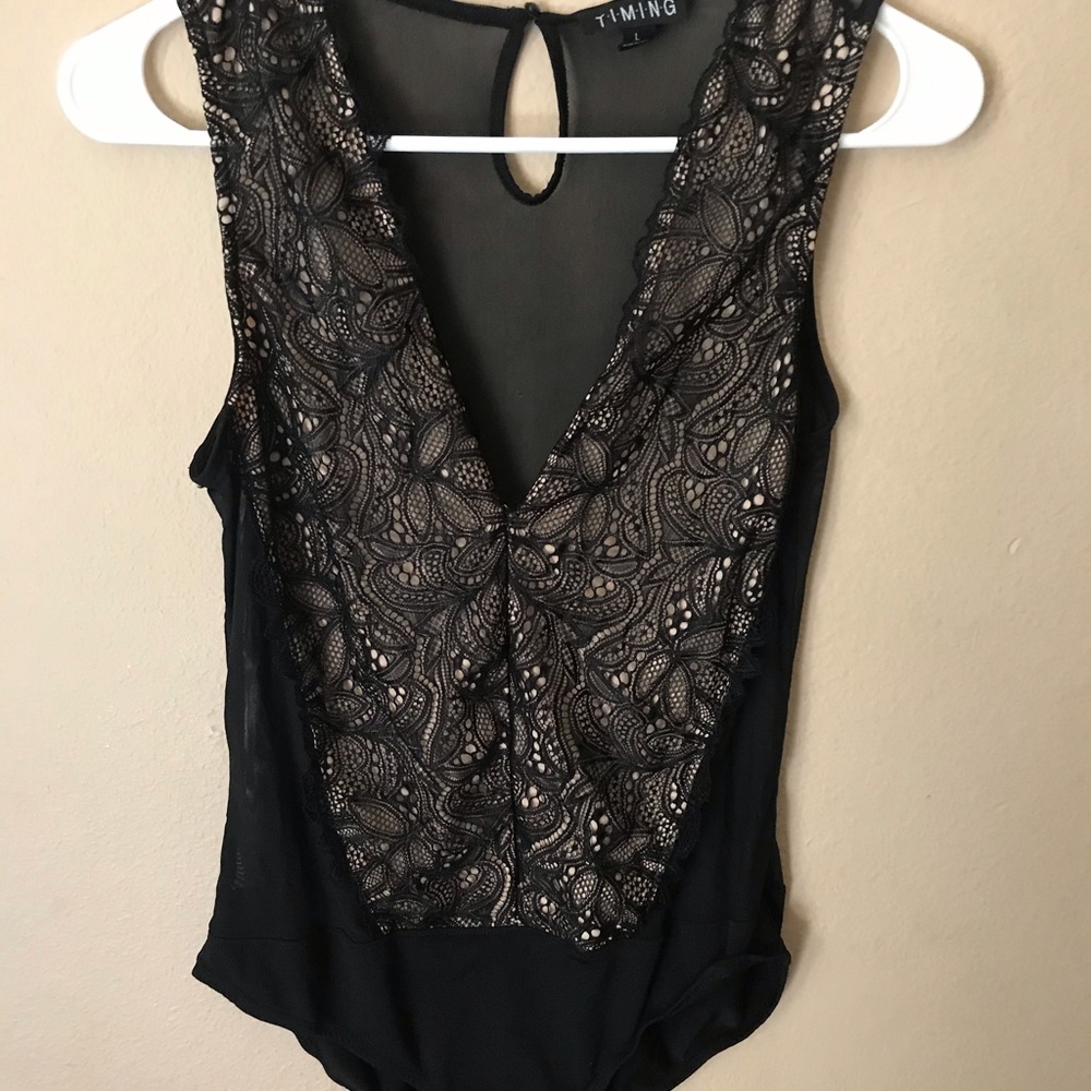 Black lace leotard